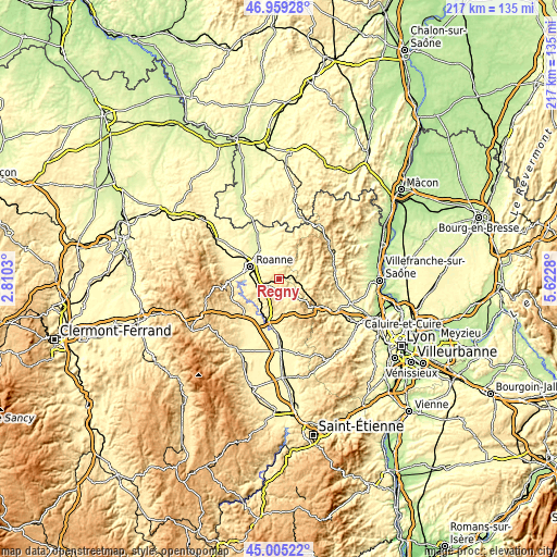 Topographic map of Régny