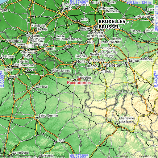 Topographic map of Recquignies