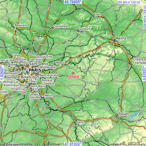 Topographic map of Rebais