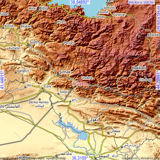 Topographic map of Uludere