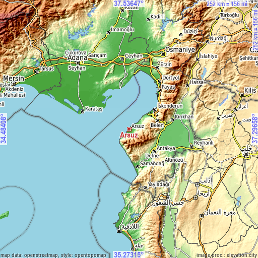 Topographic map of Arsuz