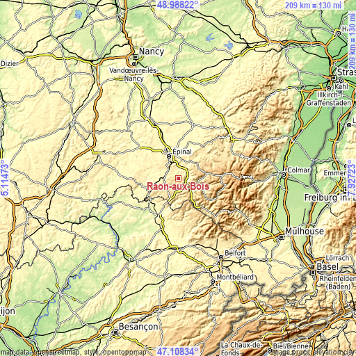 Topographic map of Raon-aux-Bois