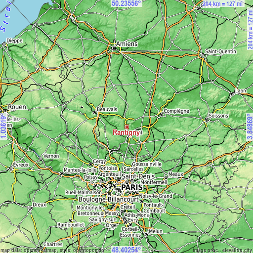 Topographic map of Rantigny