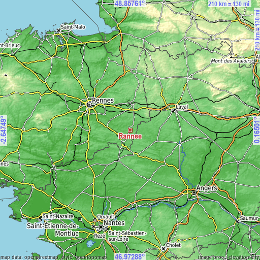 Topographic map of Rannée