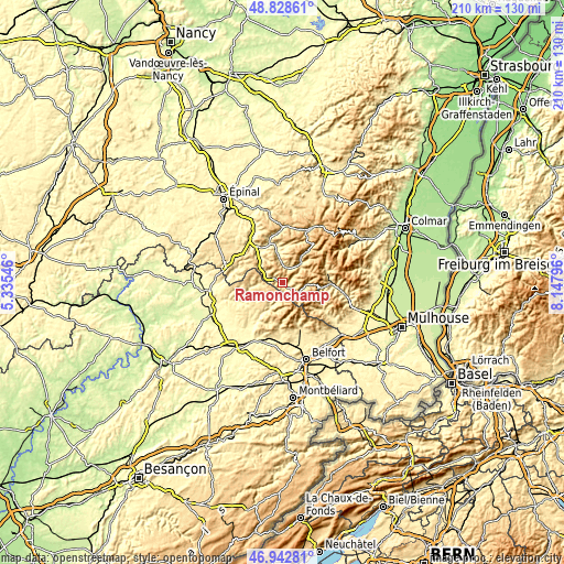 Topographic map of Ramonchamp