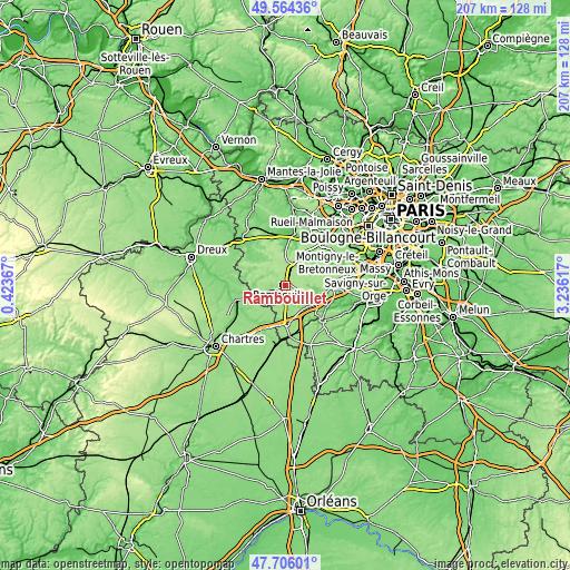 Topographic map of Rambouillet