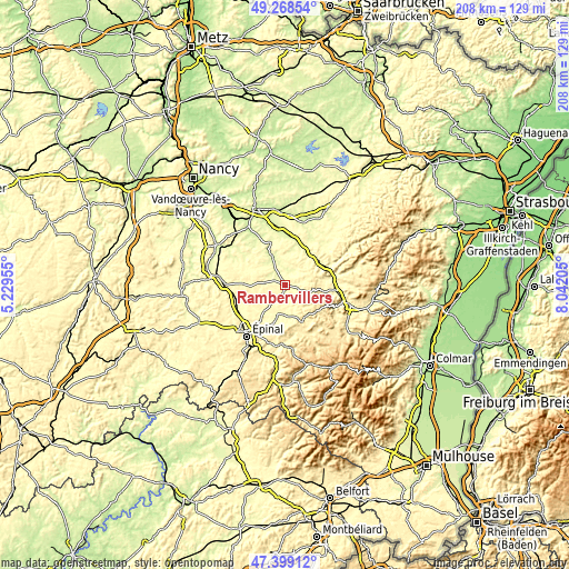 Topographic map of Rambervillers