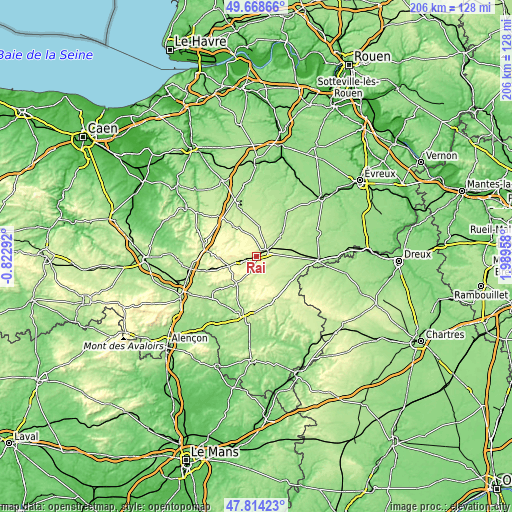 Topographic map of Rai