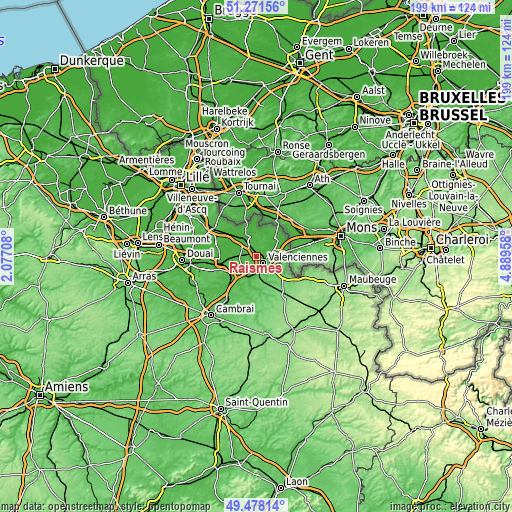 Topographic map of Raismes