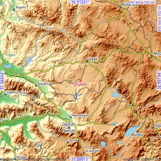 Topographic map of Ulubey