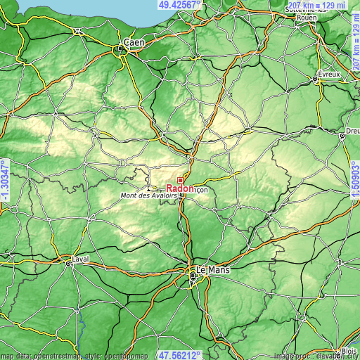 Topographic map of Radon