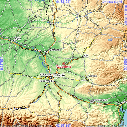 Topographic map of Rabastens