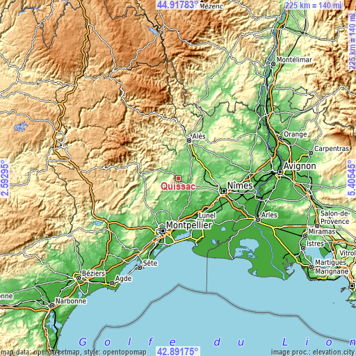 Topographic map of Quissac