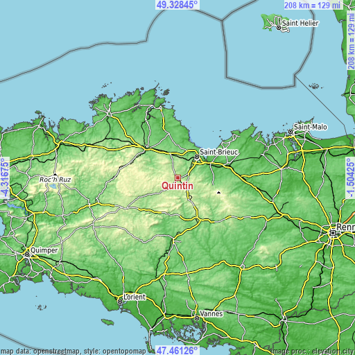 Topographic map of Quintin