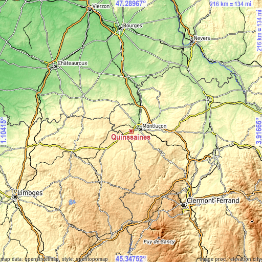 Topographic map of Quinssaines