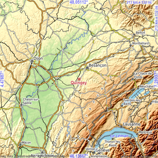 Topographic map of Quingey