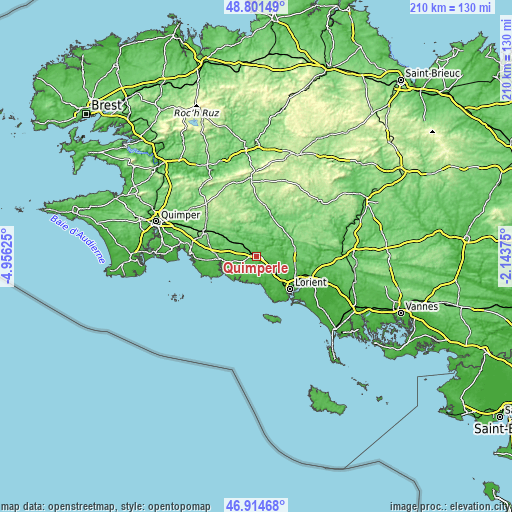 Topographic map of Quimperlé