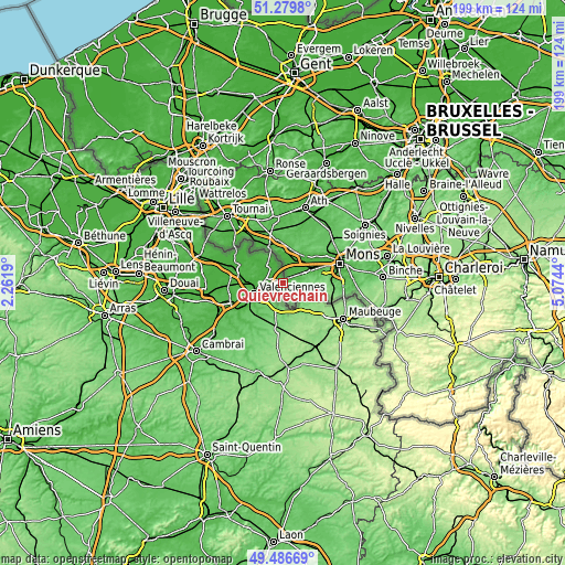 Topographic map of Quiévrechain