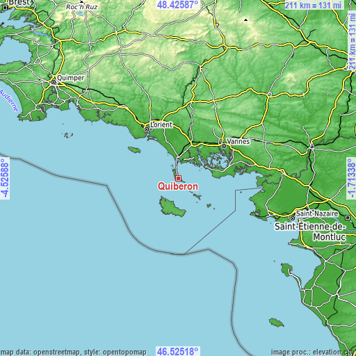 Topographic map of Quiberon