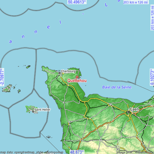 Topographic map of Quettehou