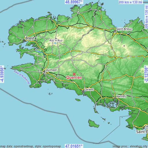 Topographic map of Querrien