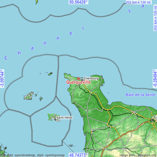 Topographic map of Querqueville