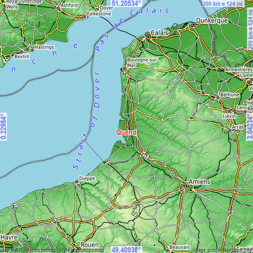 Topographic map of Quend