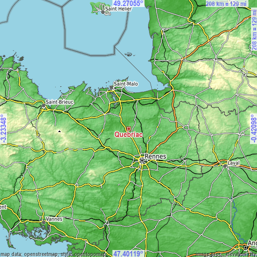 Topographic map of Québriac