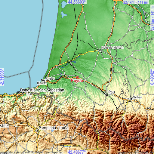 Topographic map of Puyoô