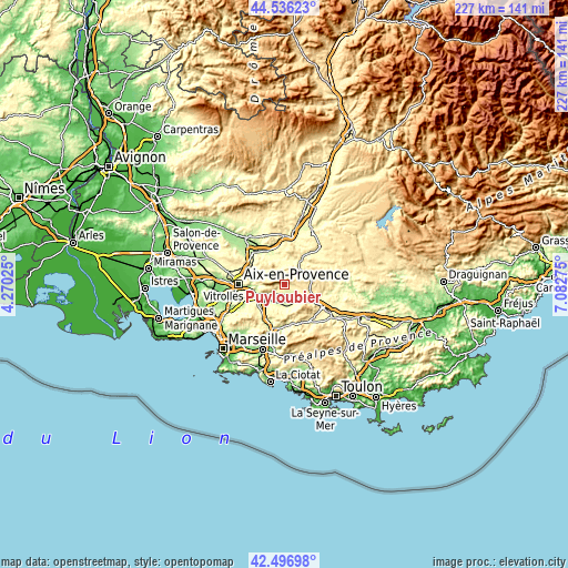 Topographic map of Puyloubier