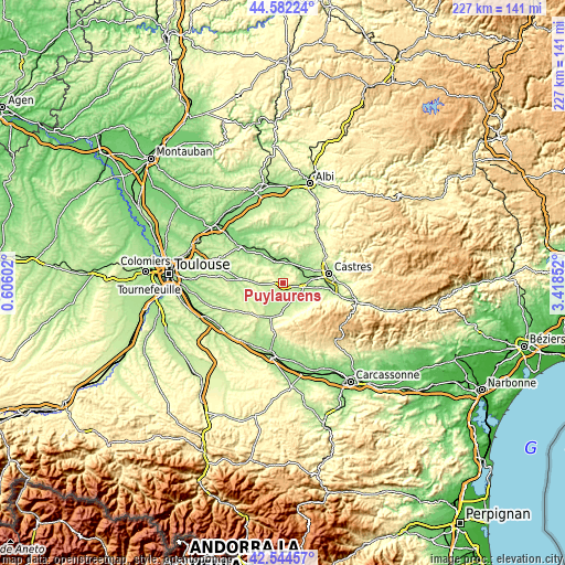Topographic map of Puylaurens