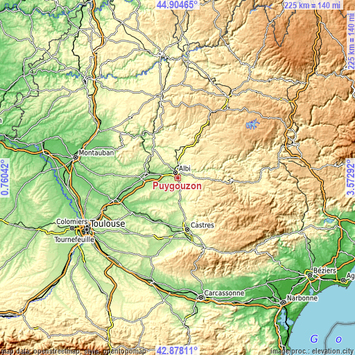 Topographic map of Puygouzon