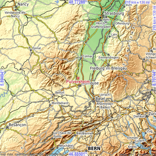 Topographic map of Pulversheim