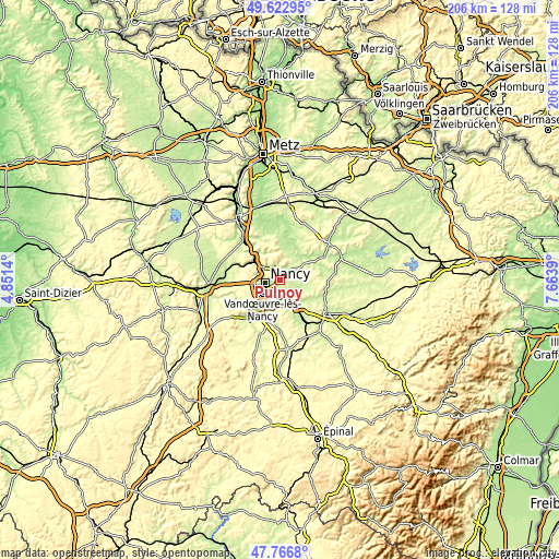 Topographic map of Pulnoy