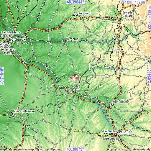 Topographic map of Pujols