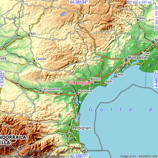 Topographic map of Puisserguier