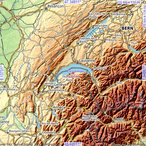 Topographic map of Publier