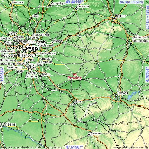 Topographic map of Provins