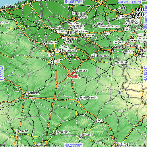 Topographic map of Proville