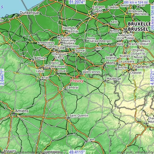 Topographic map of Prouvy