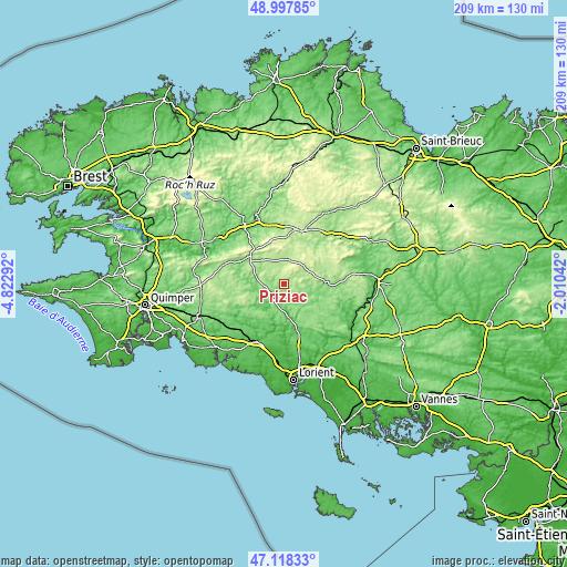 Topographic map of Priziac