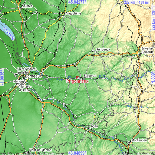 Topographic map of Prigonrieux