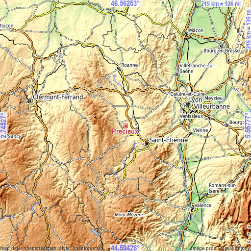 Topographic map of Précieux