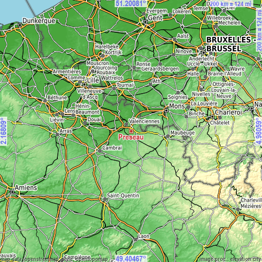 Topographic map of Préseau