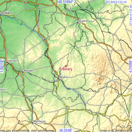 Topographic map of Prémery