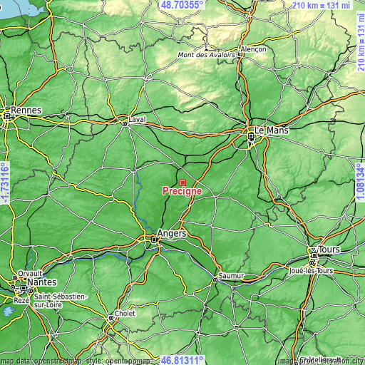 Topographic map of Précigné