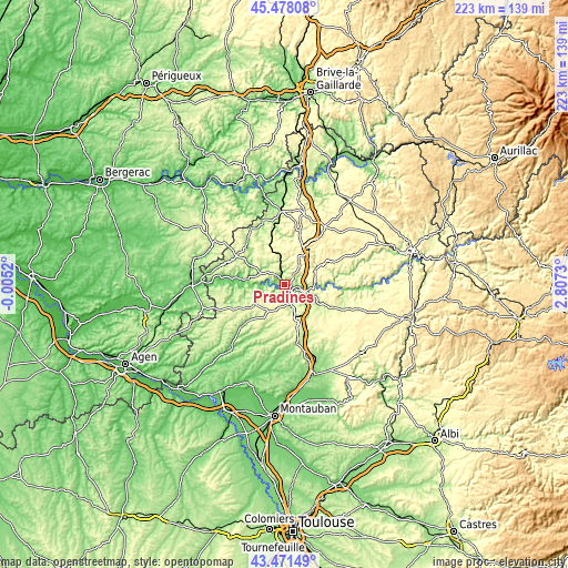 Topographic map of Pradines