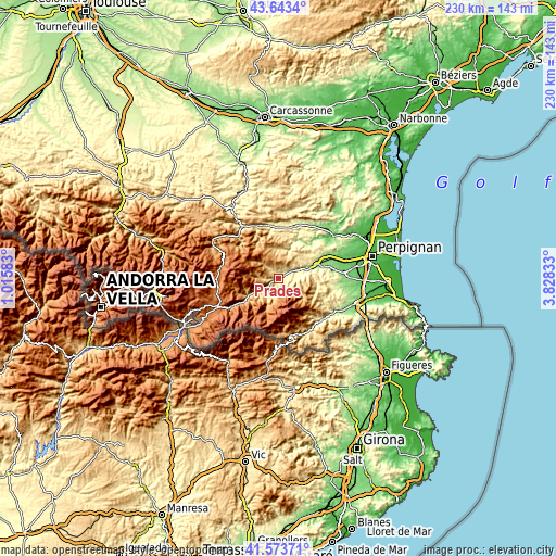 Topographic map of Prades