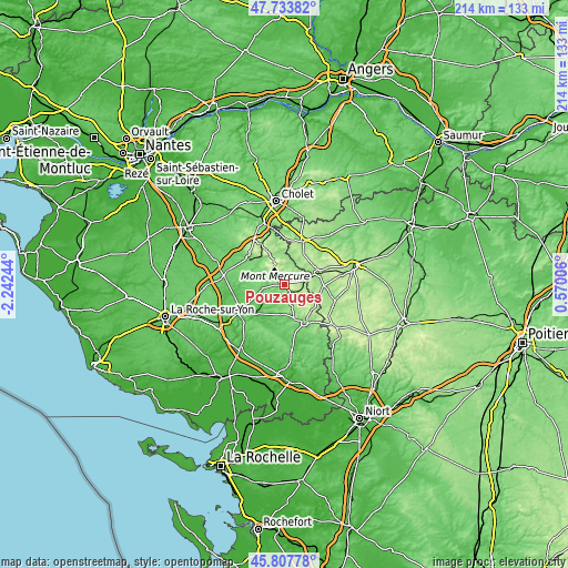 Topographic map of Pouzauges