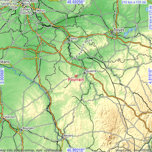 Topographic map of Pourrain